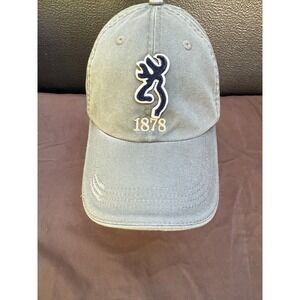VINTAGE Browning Hunting Embroidered Hat Light Gray 100% Cotton